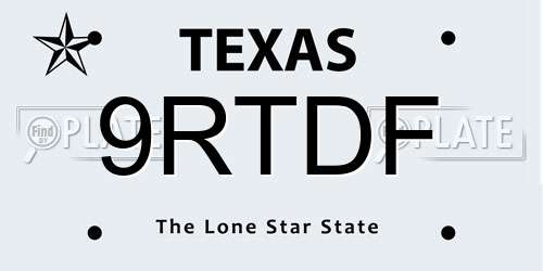 9RTDF Texas License Plate