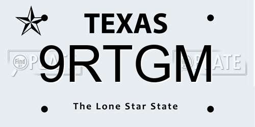 9RTGM Texas License Plate