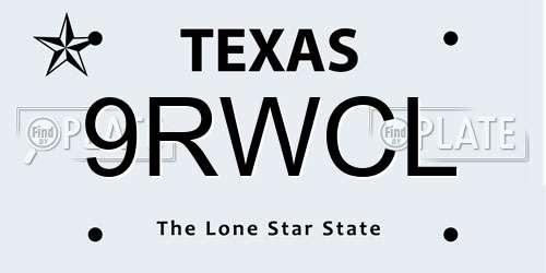 9RWCL Texas License Plate