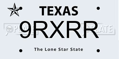9RXRR Texas License Plate