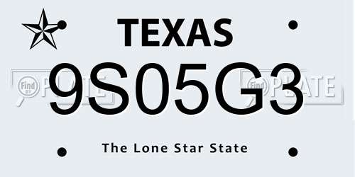 9S05G3 Texas License Plate