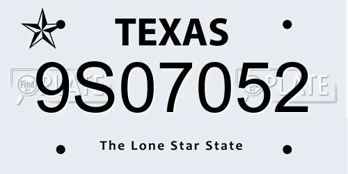 9S07052 Texas License Plate