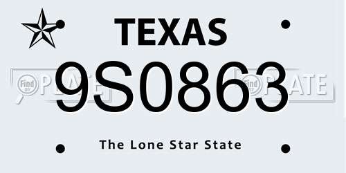 9S0863 Texas License Plate