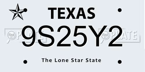 9S25Y2 Texas License Plate