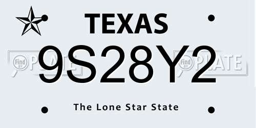 9S28Y2 Texas License Plate