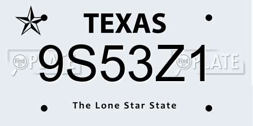 9S53Z1 Texas License Plate