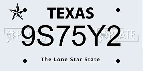 9S75Y2 Texas License Plate