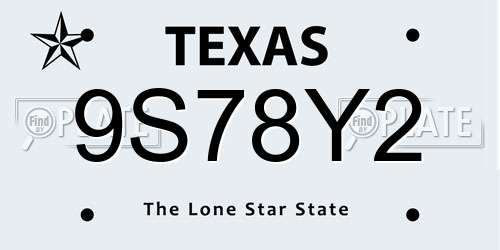 9S78Y2 Texas License Plate
