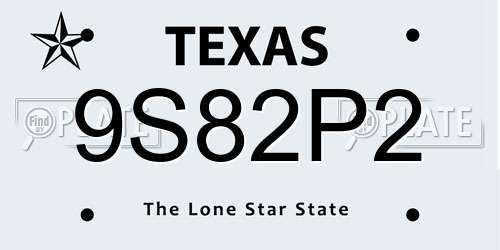 9S82P2 Texas License Plate