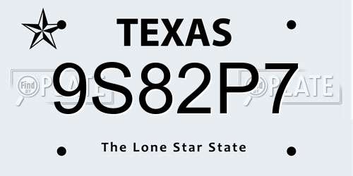 9S82P7 Texas License Plate
