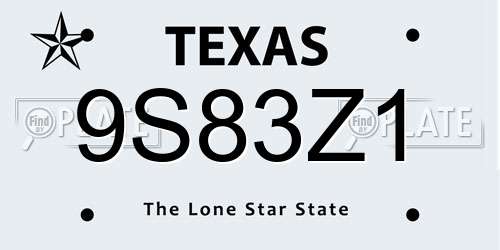 9S83Z1 Texas License Plate