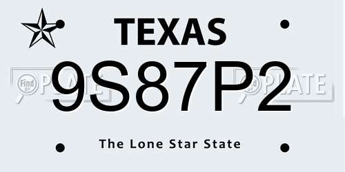 9S87P2 Texas License Plate
