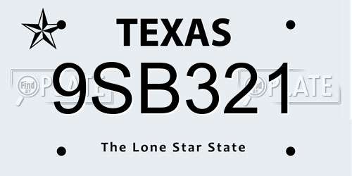 9SB321 Texas License Plate