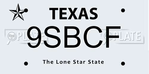 9SBCF Texas License Plate