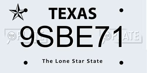 9SBE71 Texas License Plate