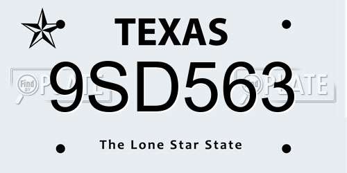 9SD563 Texas License Plate