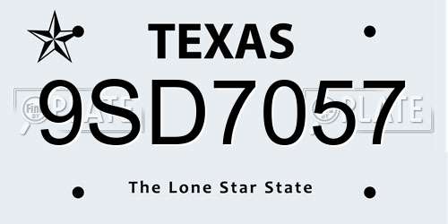 9SD7057 Texas License Plate