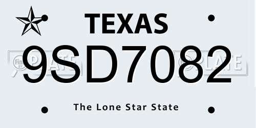 9SD7082 Texas License Plate
