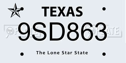 9SD863 Texas License Plate