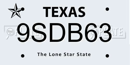 9SDB63 Texas License Plate