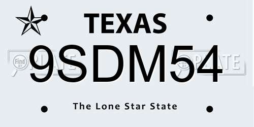 9SDM54 Texas License Plate