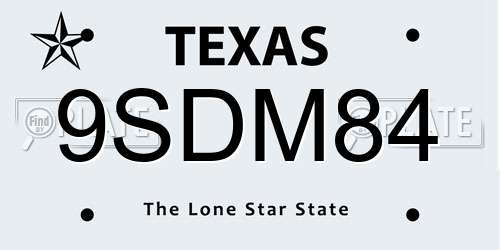 9SDM84 Texas License Plate