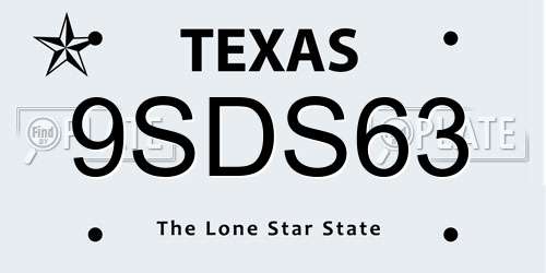 9SDS63 Texas License Plate
