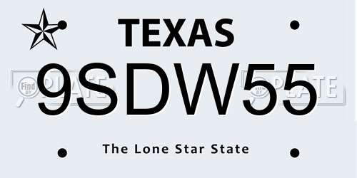 9SDW55 Texas License Plate