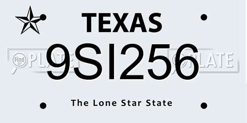 9SI256 Texas License Plate