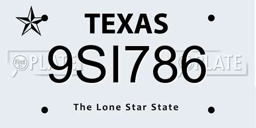 9SI786 Texas License Plate