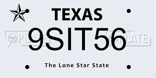 9SIT56 Texas License Plate
