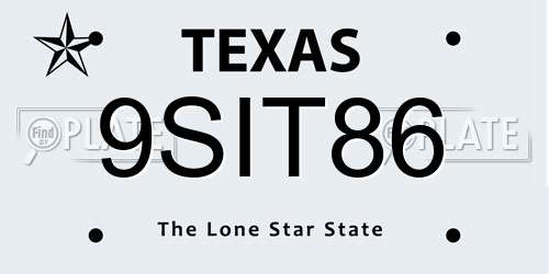 9SIT86 Texas License Plate