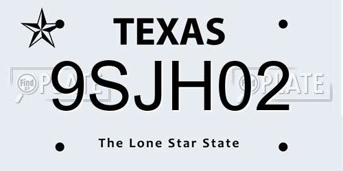 9SJH02 Texas License Plate