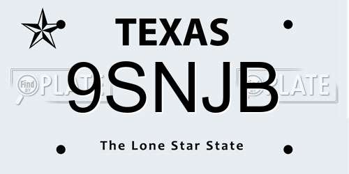 9SNJB Texas License Plate