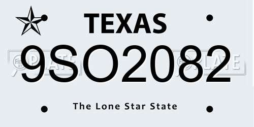 9SO2082 Texas License Plate
