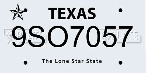 9SO7057 Texas License Plate