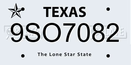 9SO7082 Texas License Plate