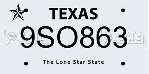 9SO863 Texas License Plate