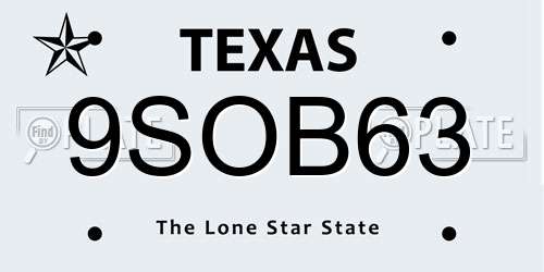 9SOB63 Texas License Plate