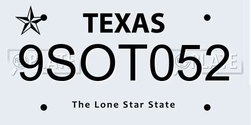9SOT052 Texas License Plate