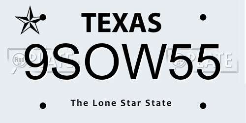 9SOW55 Texas License Plate