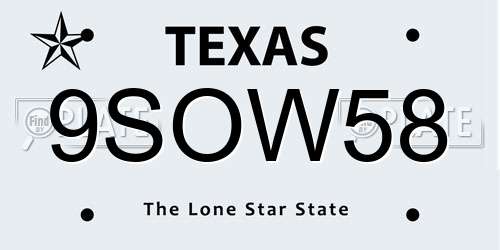 9SOW58 Texas License Plate