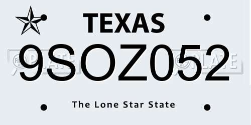 9SOZ052 Texas License Plate