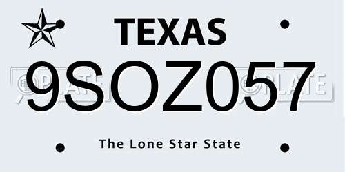 9SOZ057 Texas License Plate