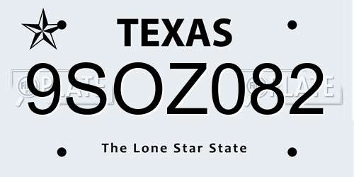 9SOZ082 Texas License Plate