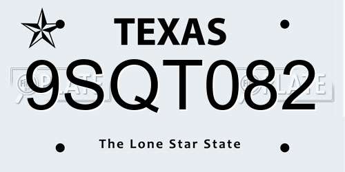 9SQT082 Texas License Plate