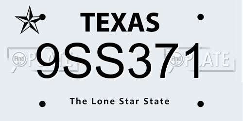 9SS371 Texas License Plate