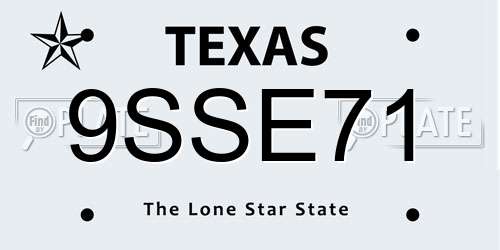 9SSE71 Texas License Plate