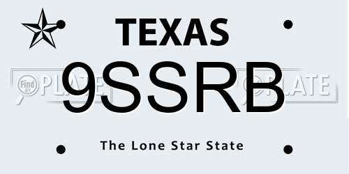 9SSRB Texas License Plate