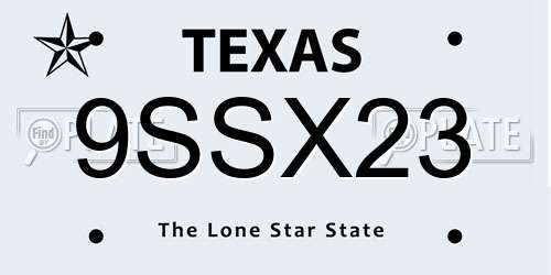 9SSX23 Texas License Plate